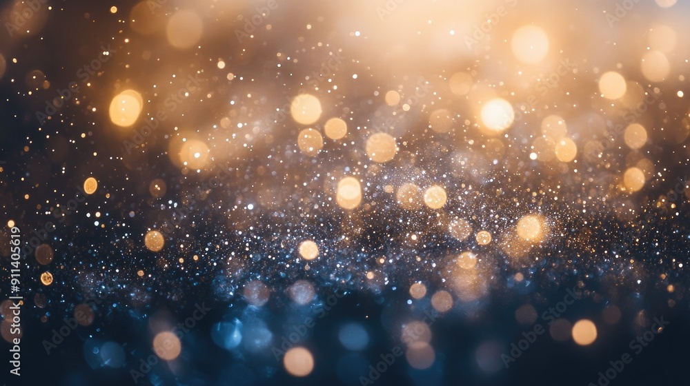 Poster defocused particles creating a sparkling bokeh effect