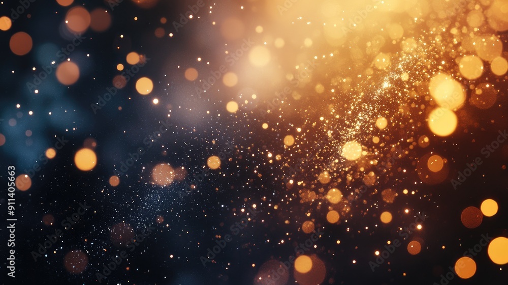 Poster defocused particles creating a sparkling bokeh effect