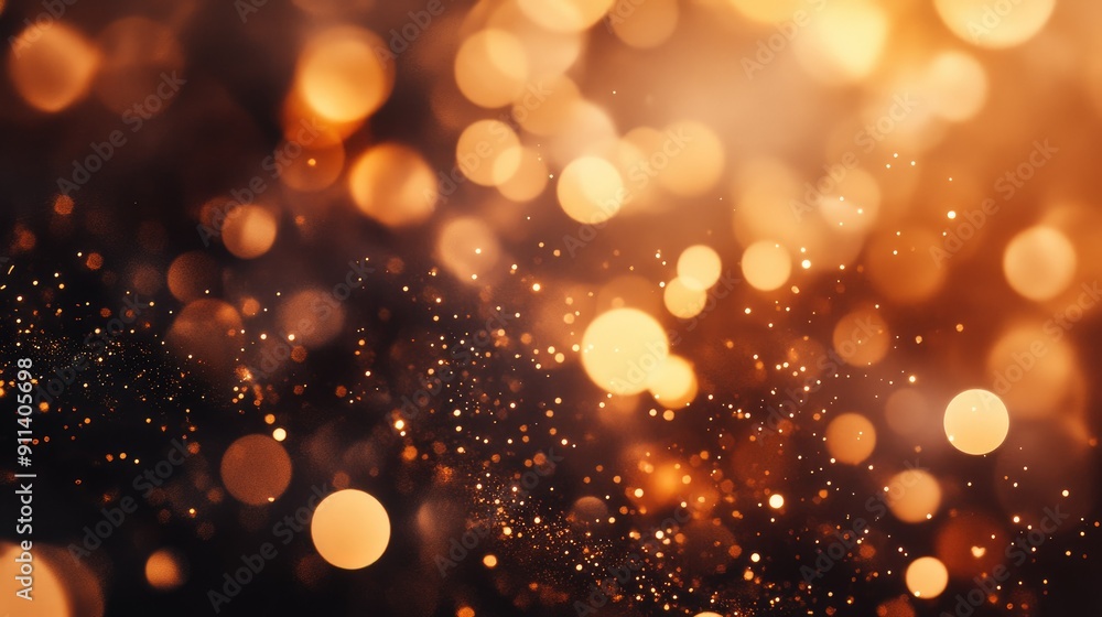 Poster defocused particles creating a sparkling bokeh effect
