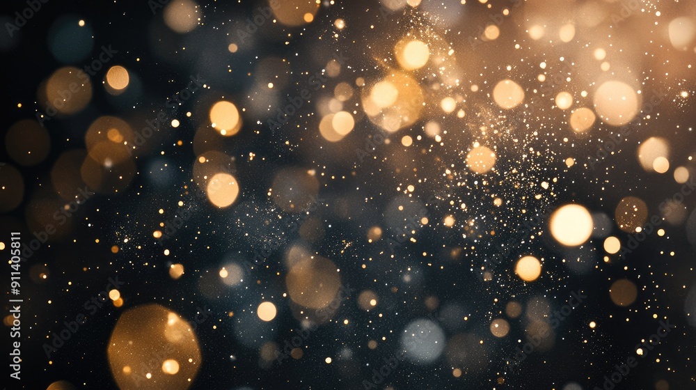 Poster defocused particles creating a sparkling bokeh effect