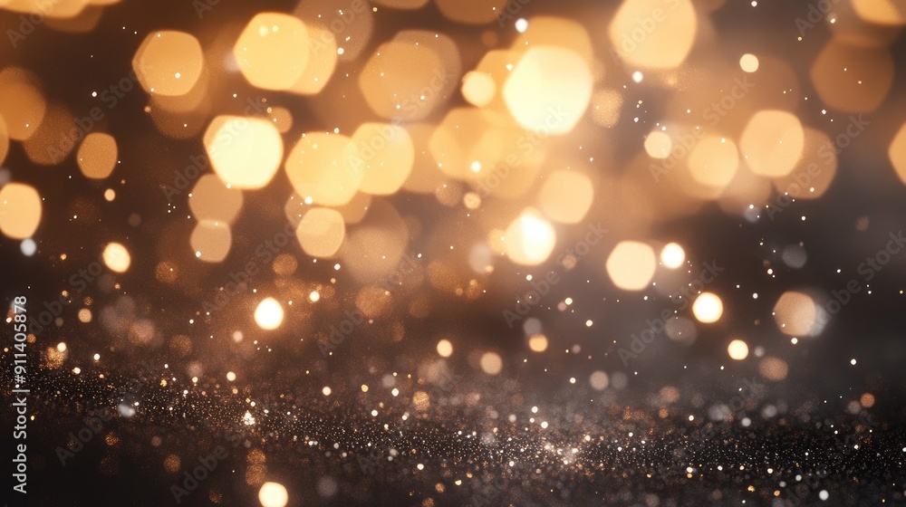 Poster defocused particles creating a sparkling bokeh effect