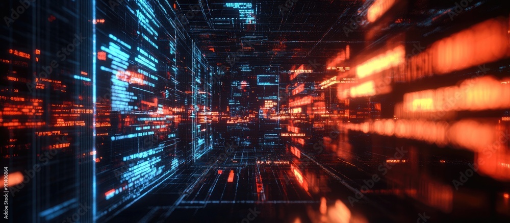 Poster 3d rendered text featuring technology failure effects and dynamic screen glitches