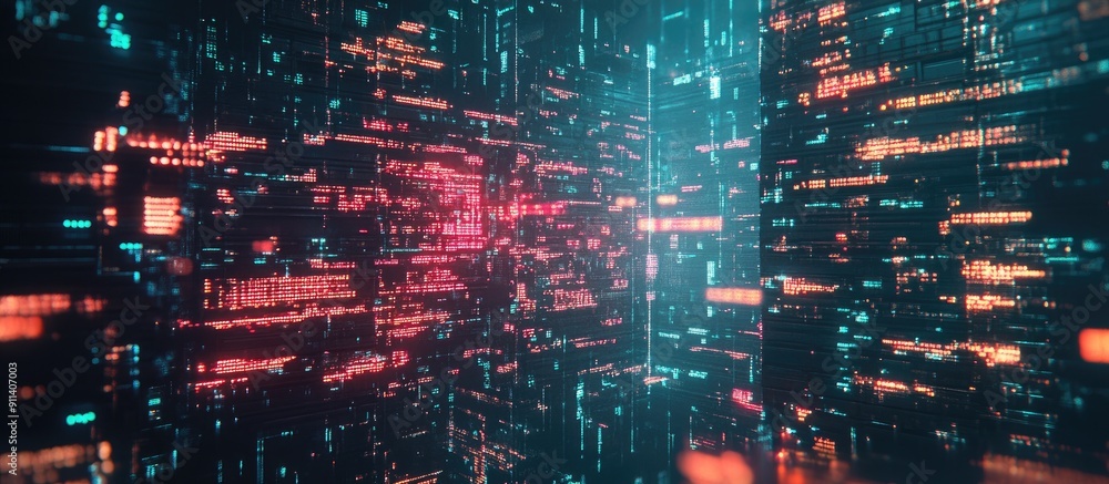 Poster 3d rendering of text with technological failure effects and screen glitches
