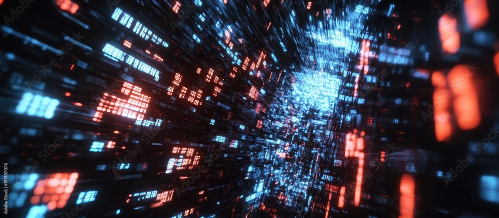 Poster 3d text animation featuring screen glitches and technological interference effects