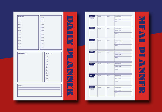 Grey and Red Planner