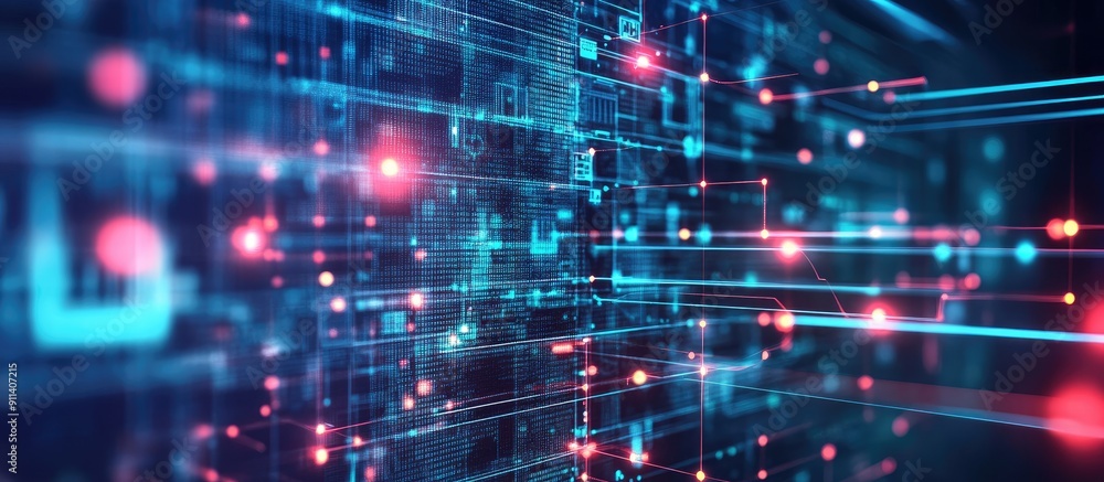 Poster abstract background featuring computer technology and network visual connections