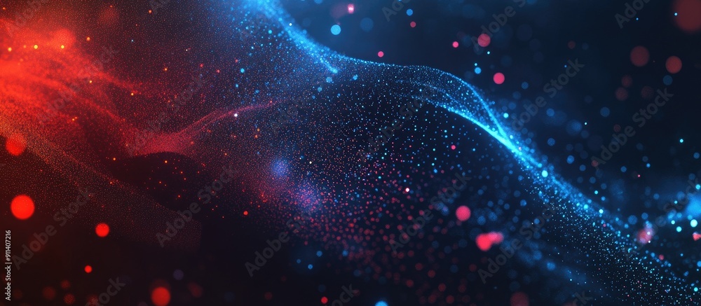 Poster abstract background featuring digital technology and corporate themes with particle effects for pres