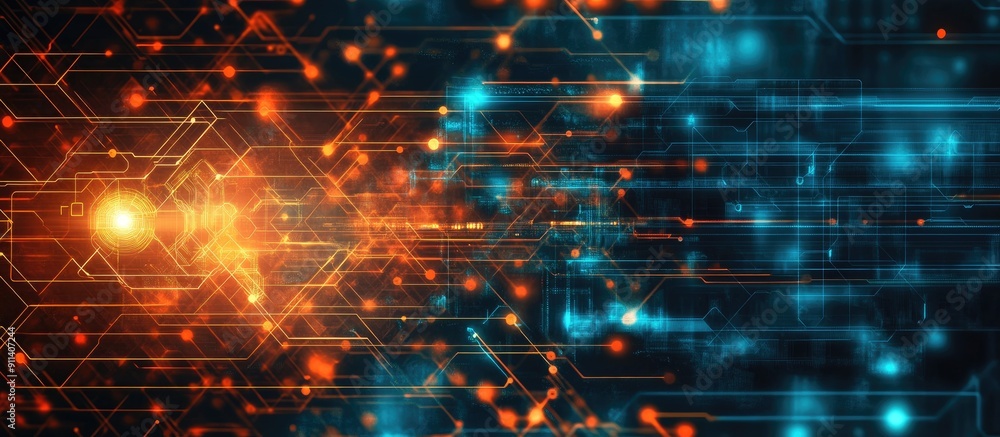 Poster abstract background featuring computer technology and network visual connections
