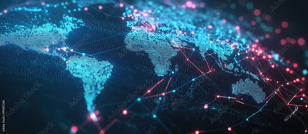 Aufkleber abstract background of digital data technology showcasing global network connections