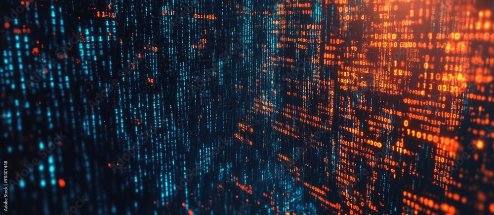 Poster abstract digital binary code background cyberspace and technological pattern 3d rendered illustratio