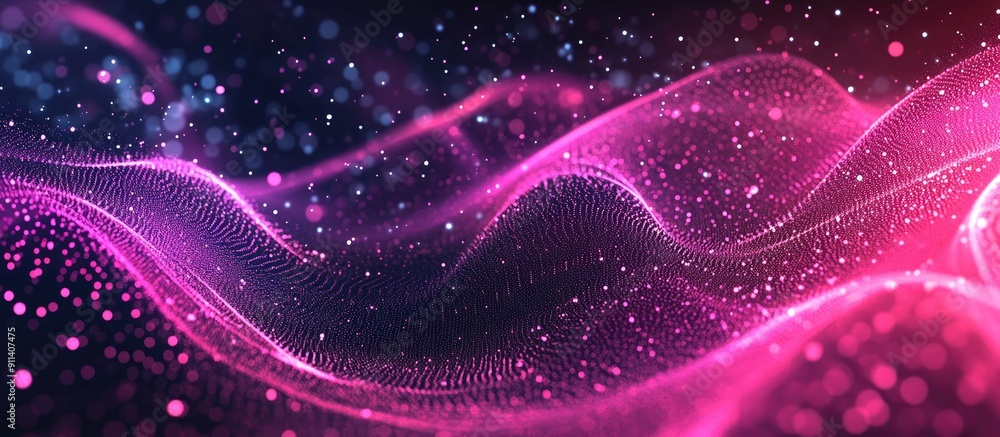 Poster abstract digital particle wave background futuristic pointwave design technology illustration concep