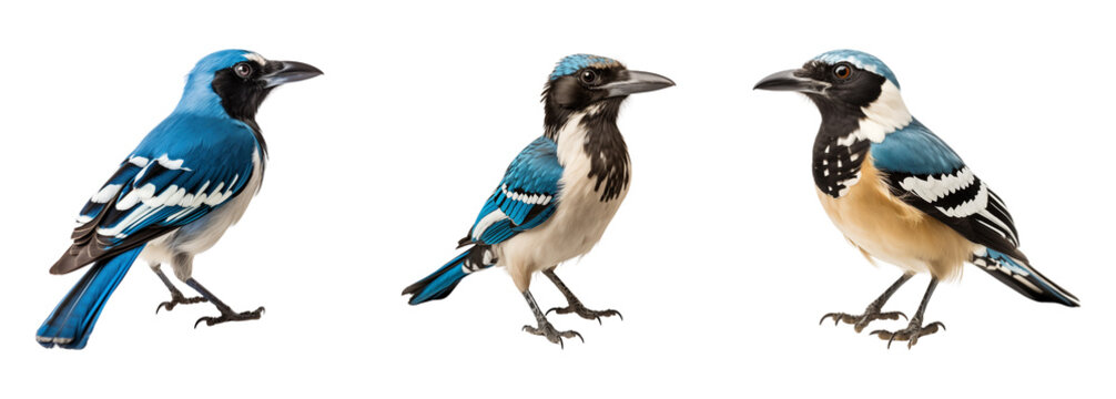 Set of bhu jay birds. Isolated on a transparent background.