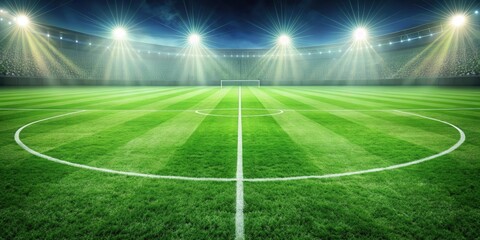 Obraz premium Green grass soccer field background, soccer, sports, field, green, grass, pitch, stadium, game, competition