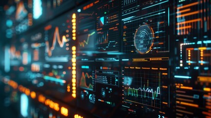 screen with graphs and economy bars