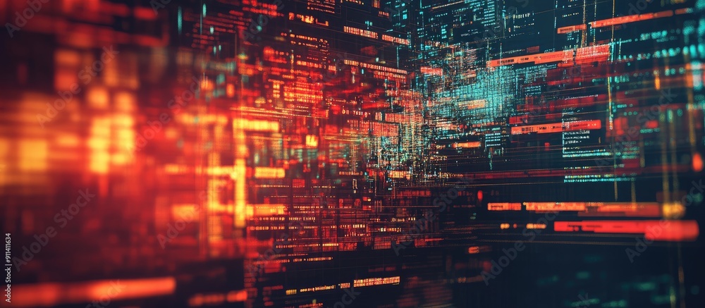 Aufkleber 3d rendered text featuring technology failure effects and dynamic screen glitches
