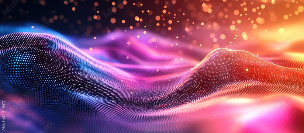 Aufkleber abstract background of digital particles in wave formation futuristic point wave design technology t