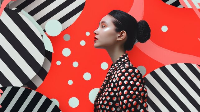 Businesswoman in a contemporary layout pattern.