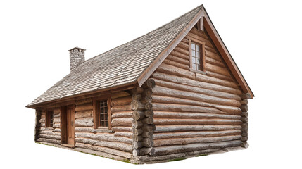 Rustic Log Cabin Offgrid House, Isolated Transparent png, Wood Home, Pioneer Dwelling