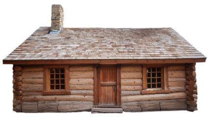 Rustic Log Cabin Offgrid House, Isolated Transparent png, Wood Home, Pioneer Dwelling