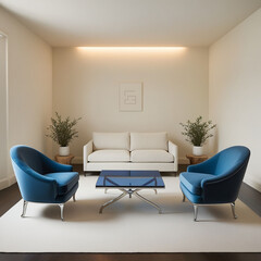 modern living room with blue furniture