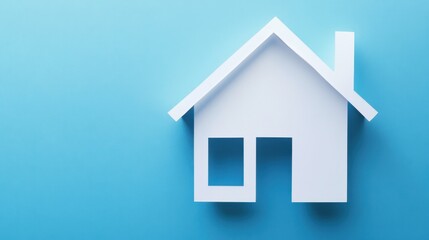 Paper house cutout on a blue background, representing real estate or property industry concepts.