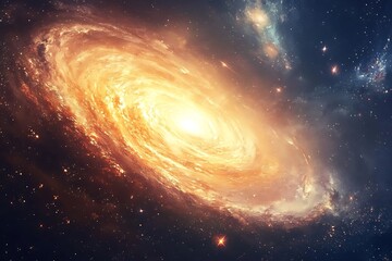 Cosmic Delight - Stunning Futuristic Illustration of a Massive Galaxy with Swirling Colors and Sparkling Stars