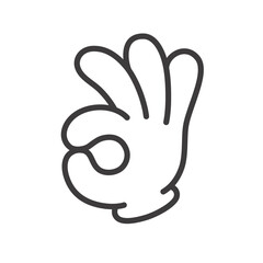 “OK”を表すハンドサインのベクターイラスト。ベクターデータは輪郭線の線幅を変更できます。