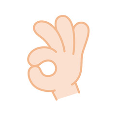 “OK”を表すハンドサインのベクターイラスト。ベクターデータは輪郭線の線幅を変更できます。