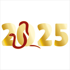 Chinese 2025 New Year Numeric. Zodiac Asia Silhouette Snake