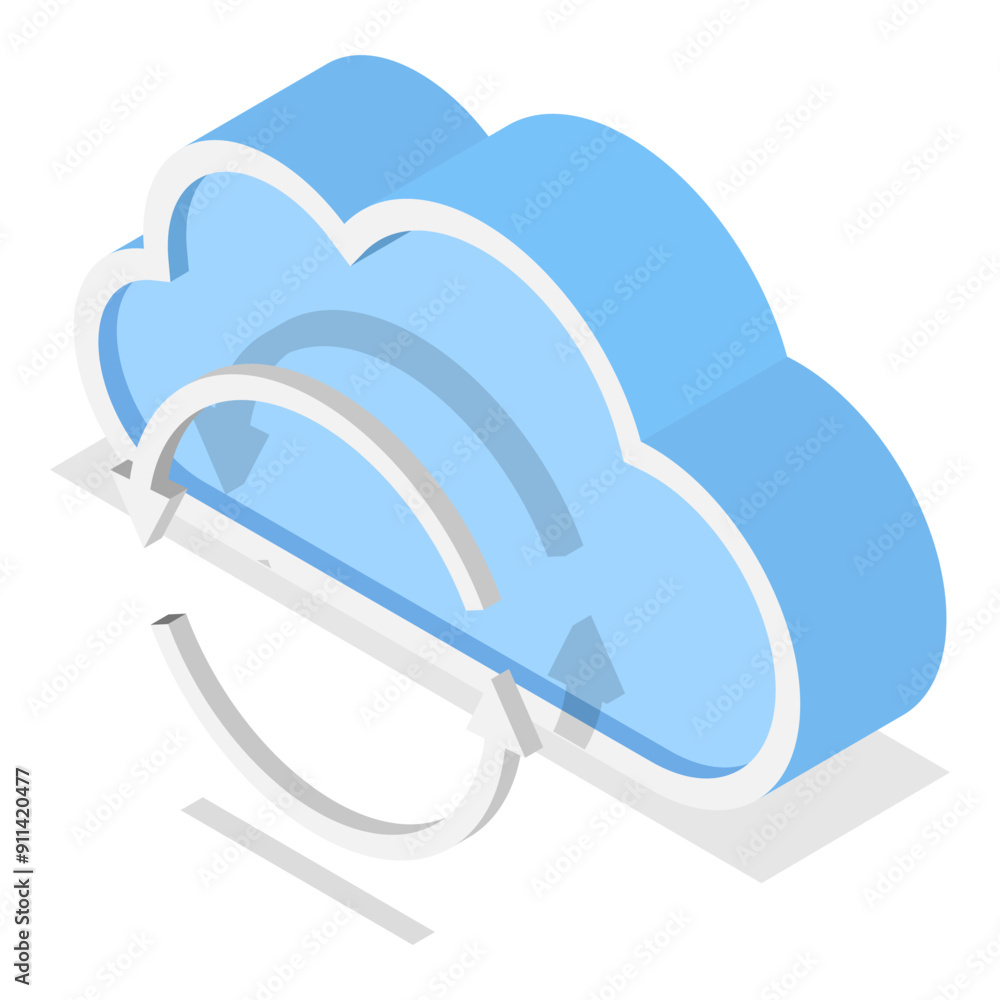 Poster 3d isometric flat icon set. cloud technologies, online services and data processing. item 8