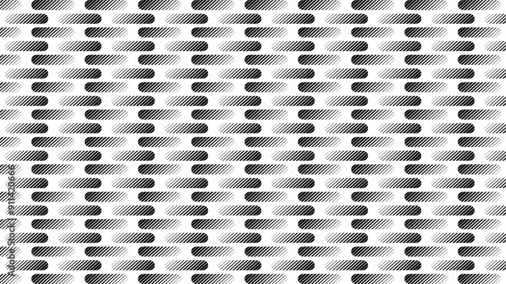 Wall mural Black and white seamless geometric pattern. Smooth transition shape for background. Vector Format Illustration 