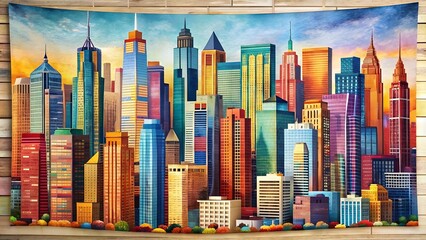 Obraz premium Urban Skyline Tapestry: A Symphony of Concrete and Glass Generative AI