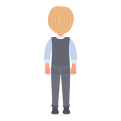 Flat Vector Illustration of Schoolboy Wearing School Uniform and Holding a Book, Cartoon Character Set For Animation, Various Views, Poses and Gestures. Item 2