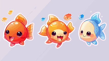 Obraz premium goldfish, set of funny cartoon animals