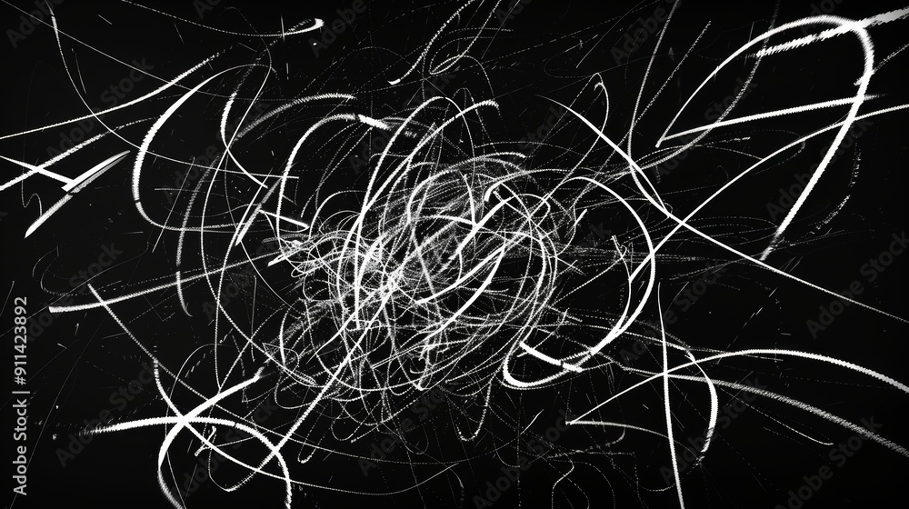 Aufkleber animated hand drawn scribbles. white scribbles on black background. 4k resolution.