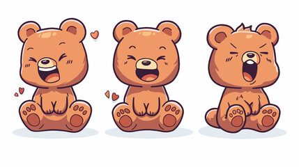 bear icon chibi style, cute animal themed sticker collection for children's story books