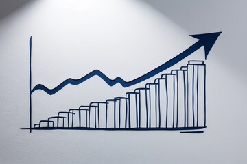 Graphical Representation of Business Growth Trends on a White Wall