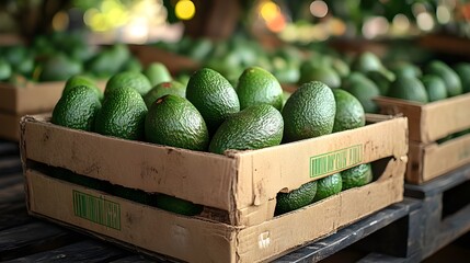 green avocado in the box photography images