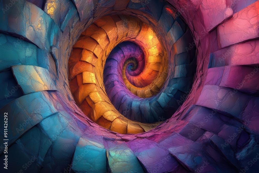 Canvas Prints fractal dimension portal swirling vortex of geometric patterns and vibrant colors leading into infin