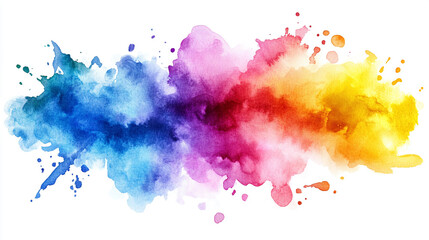 Fototapeta premium Bright watercolor splash with contrasting colors Water color on white background