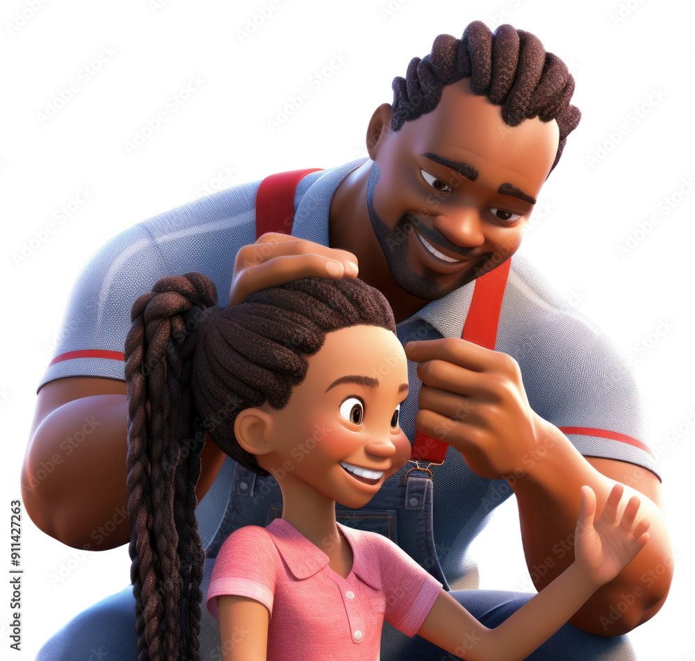 Poster png cartoon father braid togetherness.