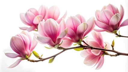 Obraz premium A Delicate Touch of Pink: A Single Magnolia Blossom in Bloom AI generated