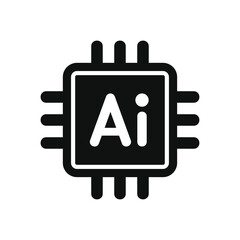 AI Chip Cpu Icon. Microprocessor Logo. Vector