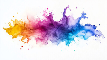 Dynamic watercolor splash with overlapping colors Water color on white background