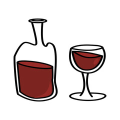Botella y copa de vino