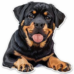 A joyful and friendly Rottweiler illustration, ideal for decor and various commercial purposes.