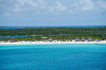 View from the Carnival Pride Cruise ship to the island of Half Moon Cay. 