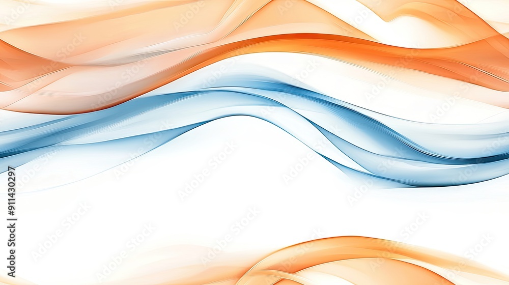 Poster Vibrant orange and blue smoke entwine, creating fluid patterns that captivate the viewer in a mesmerizing display of colors SEAMLESS PATTERN