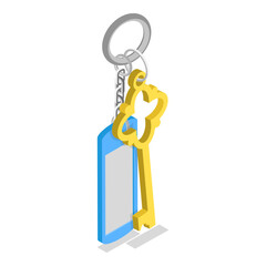 3D Isometric Flat Vector Illustration of Key Sets Collection, Keys with Accessories. Item 2