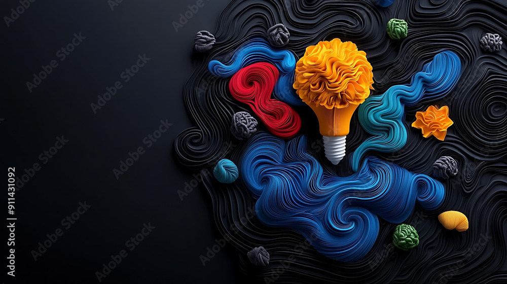 Wall mural An abstract representation of the flow of ideas and creativity in a dynamic classroom setting 